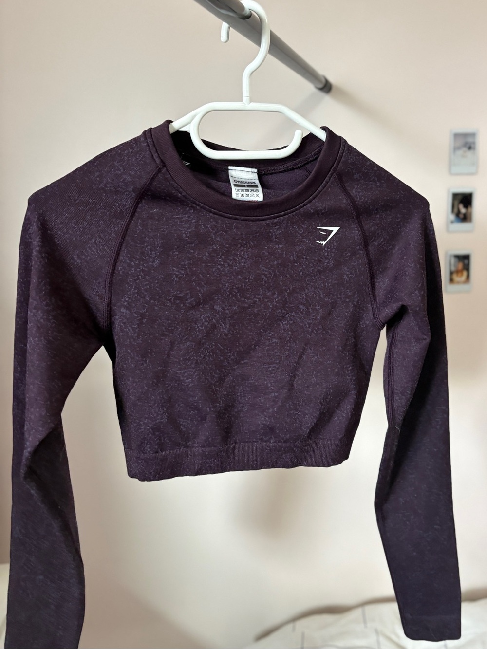 Gymshark Vital Seamless Workout Crop Top Long Sleeve in Purple - Size SMALL